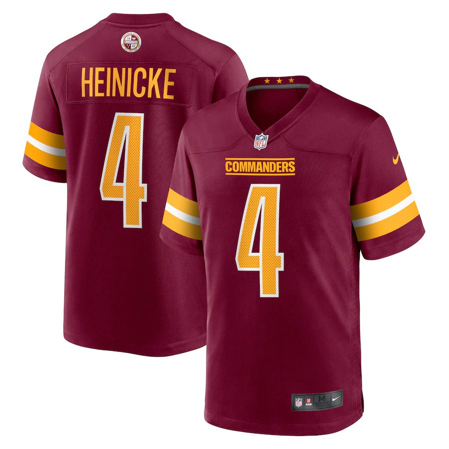 Men Washington Commanders 4 Taylor Heinicke Nike Burgundy Game NFL Jersey